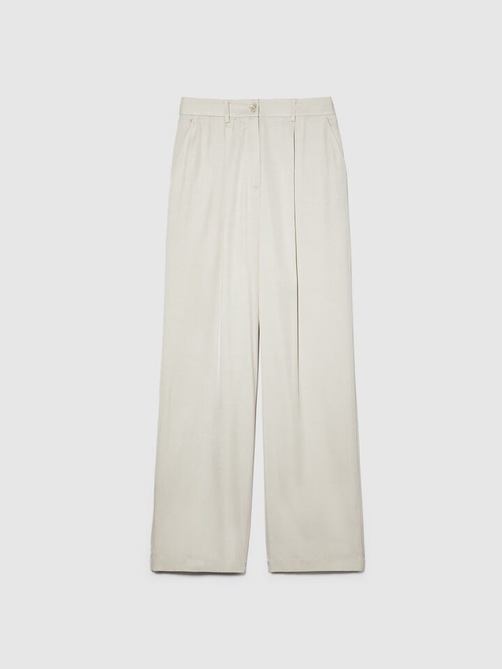 Low-waisted flared fit trousers - women's flared trousers - Beige | Sisley image number 6